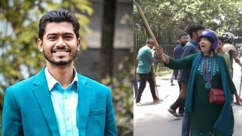 বৃহস্পতিবার ছাত্রলীগ ও ছাত্রদলের মধ্যে সংঘর্ষের সময় হাতে লাঠি ও মাথায় হেলমেট পরা অবস্থায় দেখা যায় কেন্দ্রীয় ছাত্রলীগের সহ-সভাপতি তিলোত্তমা শিকদারকে
