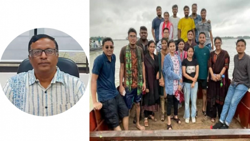 অধ্যাপক ড. আবুল মনসুর আহমেদ এবং আটকে পড়া শিক্ষার্থীরা