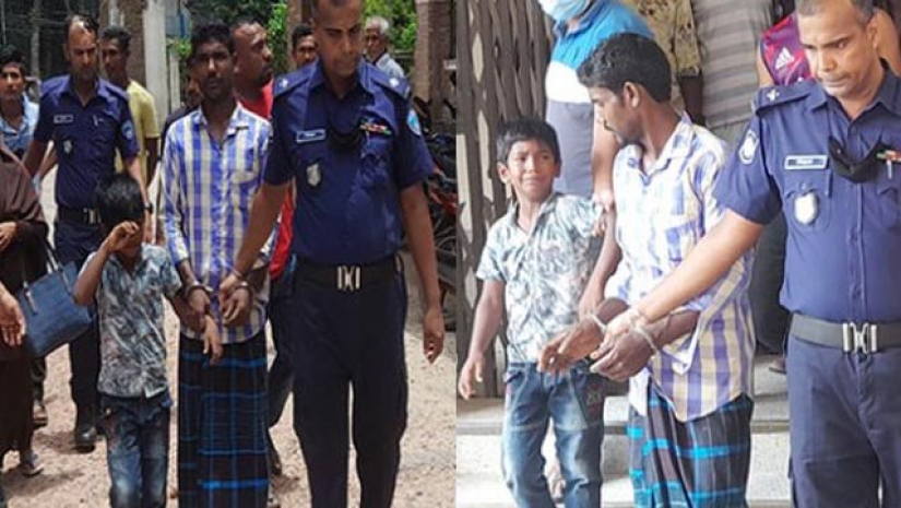 বাবাকে জেলে নিয়ে যাচ্ছে পুলিশ, হাত ধরে অঝোরে কাঁদছে শিশু ইমন