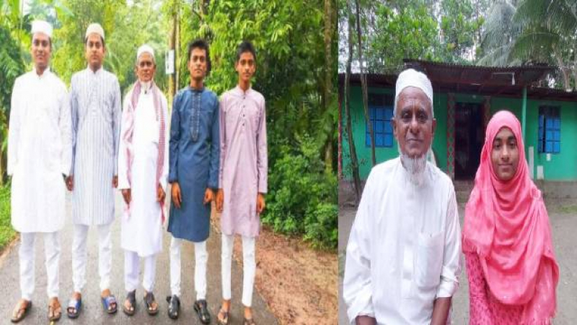 চার ছেলে ও এক মেয়ের সাথে স্কুল শিক্ষক বাবা