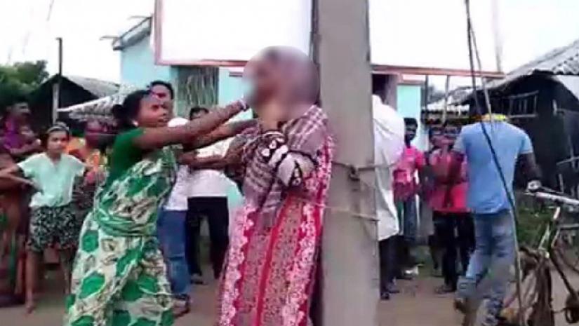 বিবাহবহির্ভূত সম্পর্কের জেরে তরুণ-তরুণীকে ল্যাম্পপোস্টে বেঁধে মারধর