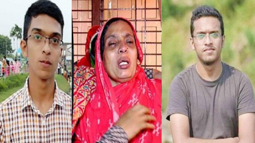 ছবিতে আবরার ফাইয়াজ, রোকেয়া খাতু ও আবরার ফাহাদ