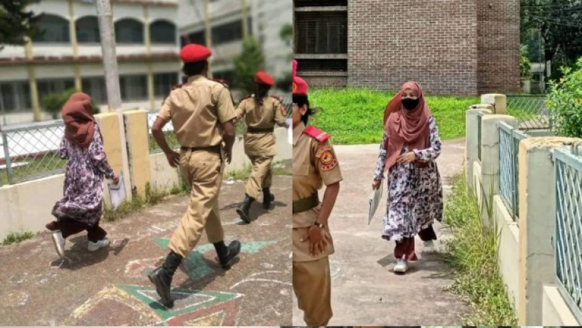 পরীক্ষা কেন্দ্রে যাচ্ছেন প্রীতি