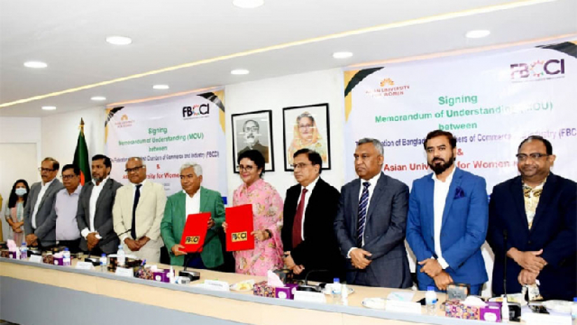 সমঝোতা স্মারক সই করে এফবিসিসিআই এবং এশিয়ান ইউনিভার্সিটি ফর উইমেন