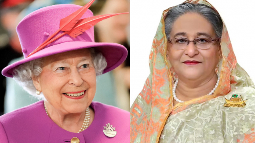 রানি এলিজাবেথ ও শেখ হাসিনা