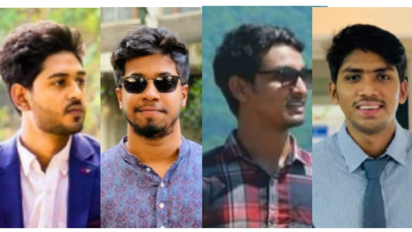 (বাঁ থেকে) সামিউল ইসলাম সামি, মো. নাজিম উদ্দিন সাইমুন, ইয়াসিন আল শাহিন