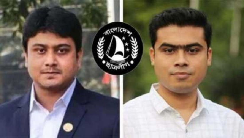 ছাত্রলীগের কেন্দ্রীয় সভাপতি আল নাহিয়ান খান জয় ও সাধারণ সম্পাদক লেখক ভট্টাচার্য