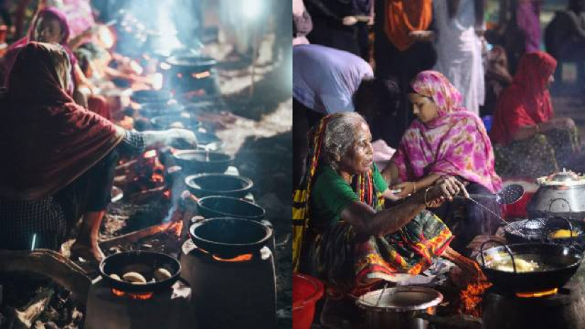 পিঠা বিক্রি করছেন দোকানিরা