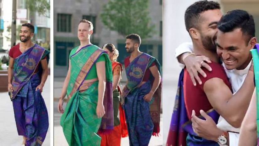 শাড়ি পরে বিয়েতে হাজির পুরুষ বন্ধুরা