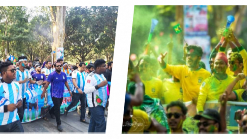 বরাবরের মতো এবারও ফুটবলপ্রেমী রাবি শিক্ষার্থীরা প্রধানত দুইভাগে বিভক্ত