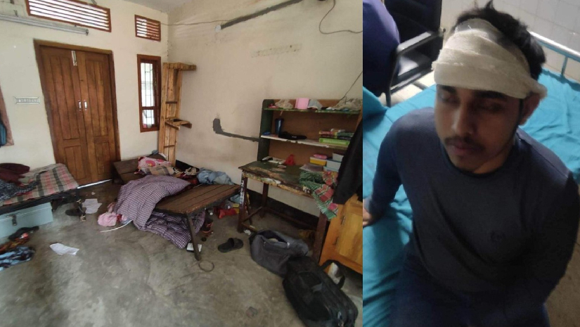 ভাংচুরকৃত কক্ষ ও আহত শিক্ষার্থী