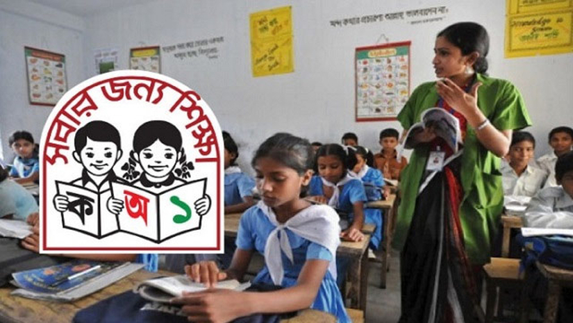 ক্লাস নিচ্ছেন প্রাথমিক শিক্ষক