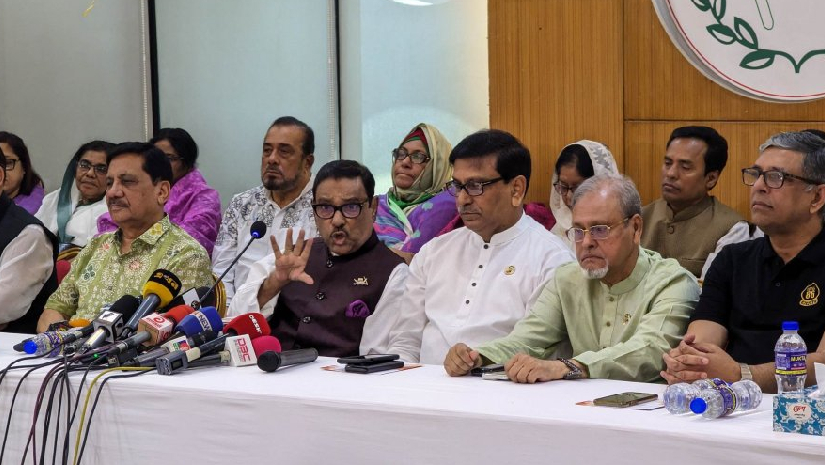 আওয়ামী লীগের যৌথ সভায় বক্তব্য রাখছেন ওবায়দুল কাদের