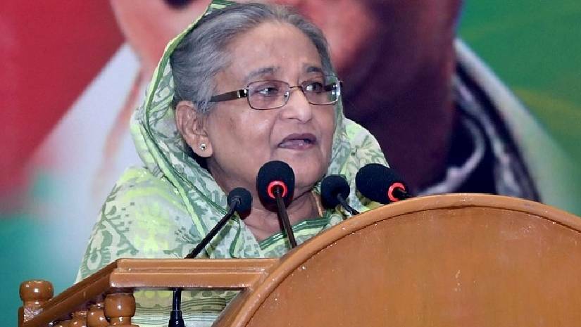 গোপালগঞ্জের টুঙ্গিপাড়ায় শিশু সমাবেশে বক্তব্য রাখছেন প্রধানমন্ত্রী শেখ হাসিনা