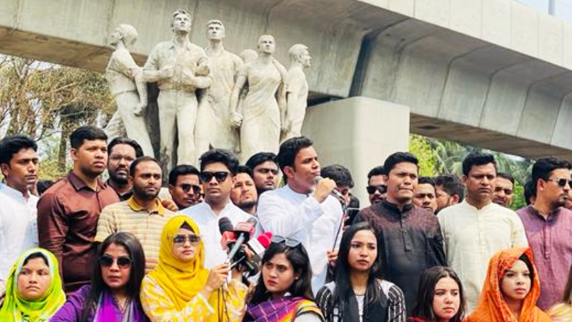 ছাত্রলীগ আয়োজিত অনুষ্ঠানে বক্তব্য রাখছেন সংগঠনটির সভাপতি সাদ্দাম হোসেন