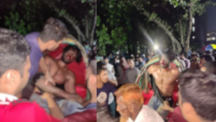 আহত শিক্ষার্থীকে হাসপাতালে নেওয়া হচ্ছে