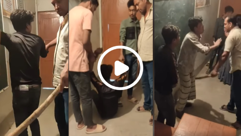 শ্রেণিকক্ষে আটকে পেটানো হলো বাবা-ছেলেকে