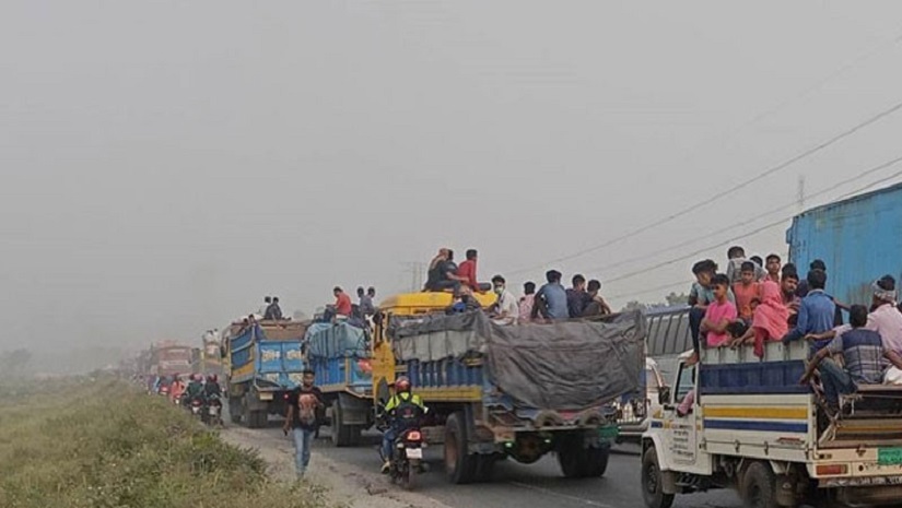 ঢাকা-টাঙ্গাইল মহাসড়কে ১০ কিলো‌মিটা‌র দীর্ঘ যানজট