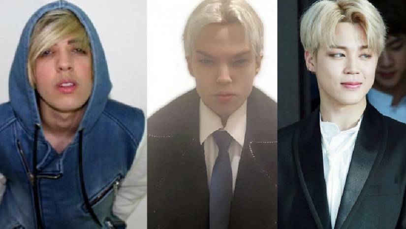 সেন্ট ভন কলুচি (বামে-সার্জারির আগের চেহারা), (মাঝে- সার্জারির পরের চেহারা)। ডানে বিটিএসের গায়ক জিমিন