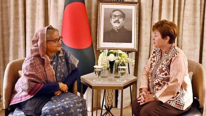 আইএমএফের ব্যবস্থাপনা পরিচালক ক্রিস্টালিনা জর্জিভার সাথে বৈঠকে প্রধানমন্ত্রী শেখ হাসিনা