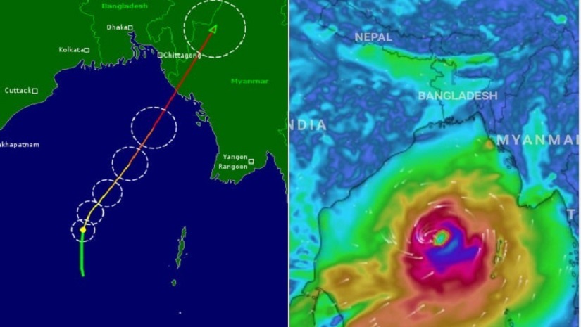 বঙ্গোপসাগরে সৃষ্ট ঘূর্ণিঝড় ‘মোখা’র গতিপথ