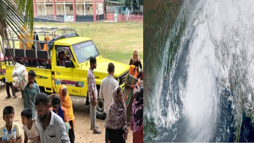 আশ্রয় কেন্দ্রে যাচ্ছেন মানুষ ও ঘূর্ণিঝড়েড় গতিপথ