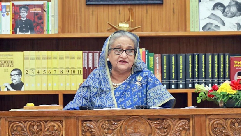 গণভবনে আয়োজিত সংবাদ সম্মেলনে প্রধানমন্ত্রী শেখ হাসিনা