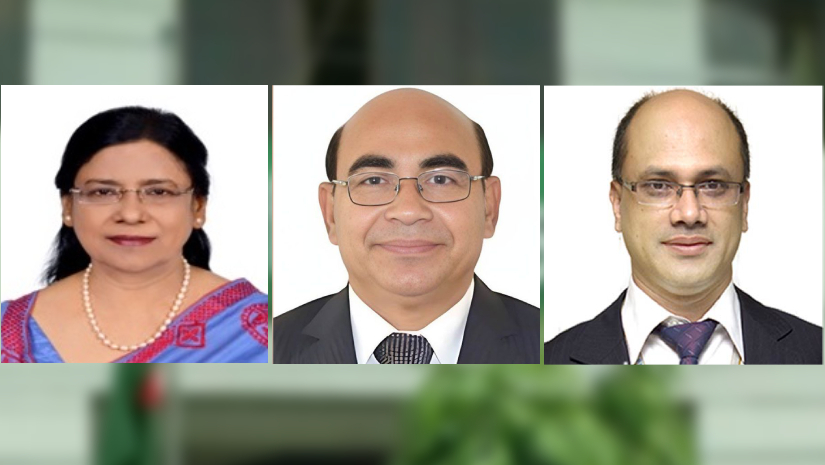ছবিতে বাম থেকে অধ্যাপক দিল আফরোজা বেগম, অধ্যাপক ড. মুহাম্মদ আলমগীর এবং অধ্যাপক ড. মো. সাজ্জাদ হোসেন
