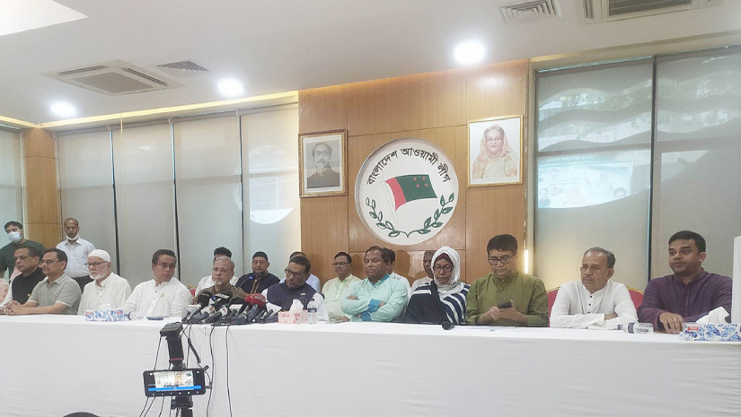 প্রস্তাবিত বজেট নিয়ে বঙ্গবন্ধু এভিনিউস্থ আওয়ামী লীগের কেন্দ্রীয় কার্যালয়ে সাংবাদ সম্মেলন অনুষ্ঠিত হয়