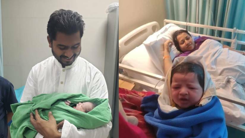 নুরের সদ্যজাত কন্যার সঙ্গে নুর ও শোভনের সদ্যজাত পুত্রের সঙ্গে মা