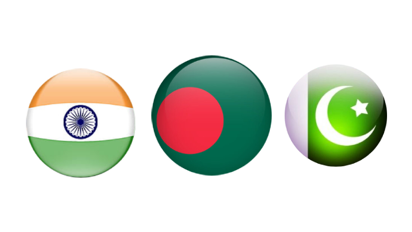 ভারত, বাংলাদেশ ও পাকিস্তানের পতাকা