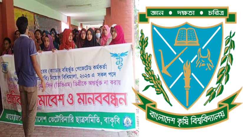 আন্দোলনে ভেটেরিনারি অনুষদের শিক্ষার্থীরা