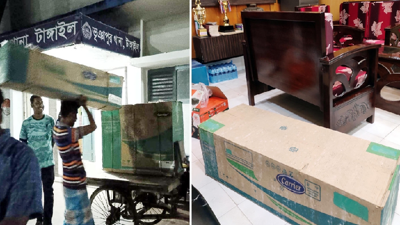 বদলি হওয়ায় থানার এসি-সোফা-টেলিভিশন খুলে নিলেন ওসি