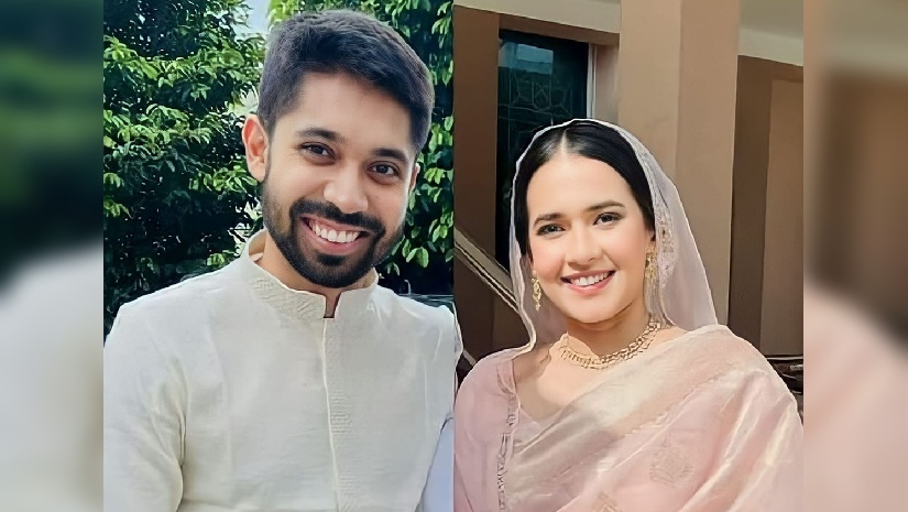 বিয়ের পোশাকে আয়মান সাদিক ও মুনজেরিন শহীদ