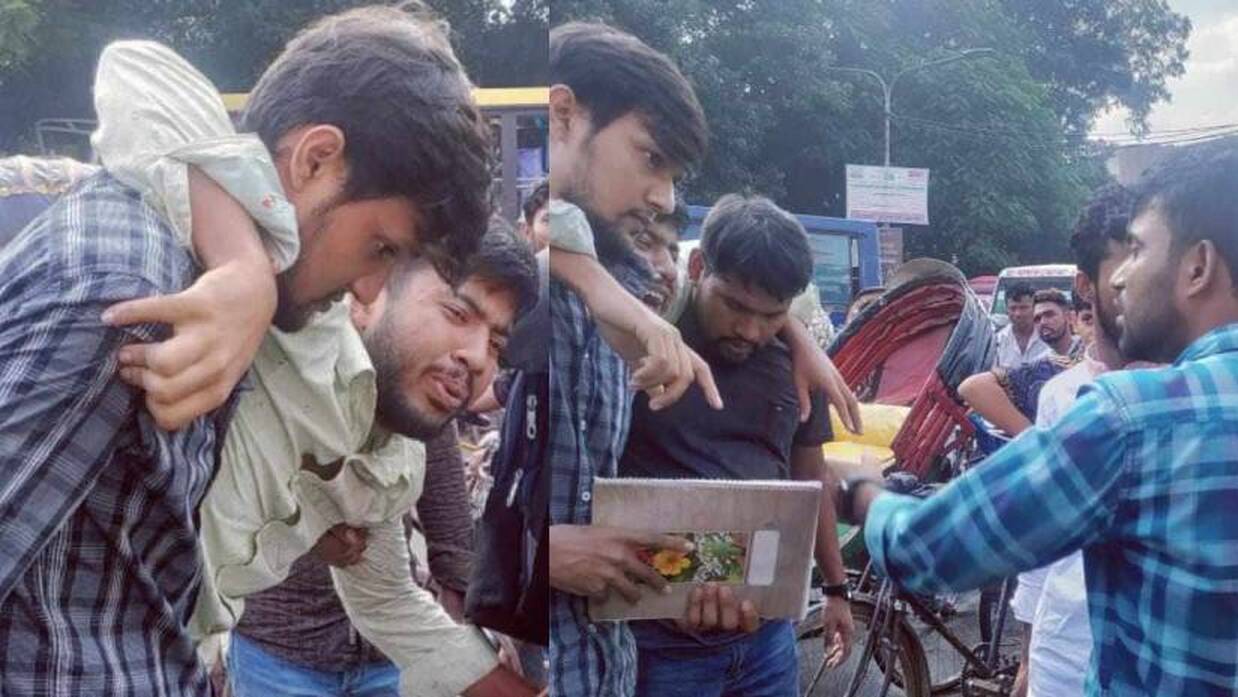ক্যাম্পাস থেকে হাসপাতালে চিকিৎসার জন্য নিয়ে যাওয়া হচ্ছে