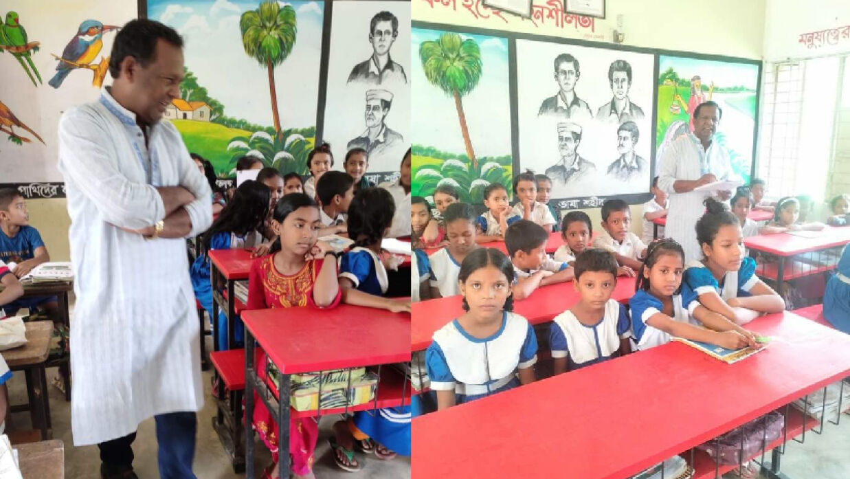 সময় পেলেই বিদ্যালয়ে ক্লাস নিতে যান যে চেয়ারম্যান  