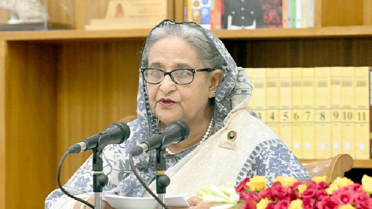 গণভবনে আয়োজিত সংবাদ সম্মেলনে প্রধানমন্ত্রী শেখ হাসিনা