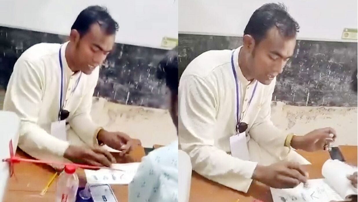 নৌকা প্রতীকে সিল মারছেন সাবেক ছাত্রলীগ নেতা আজাদ হোসেন