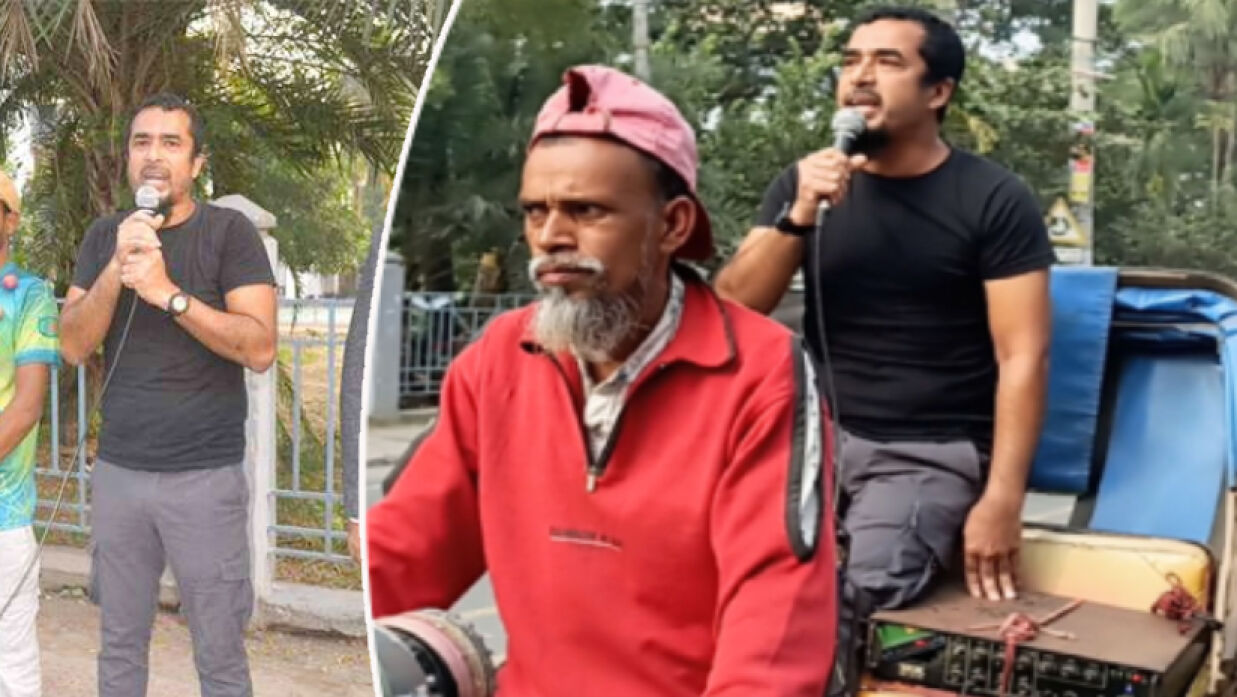 মাইকিং করে পেঁয়াজ বয়কটের ডাক দিলেন শিক্ষক