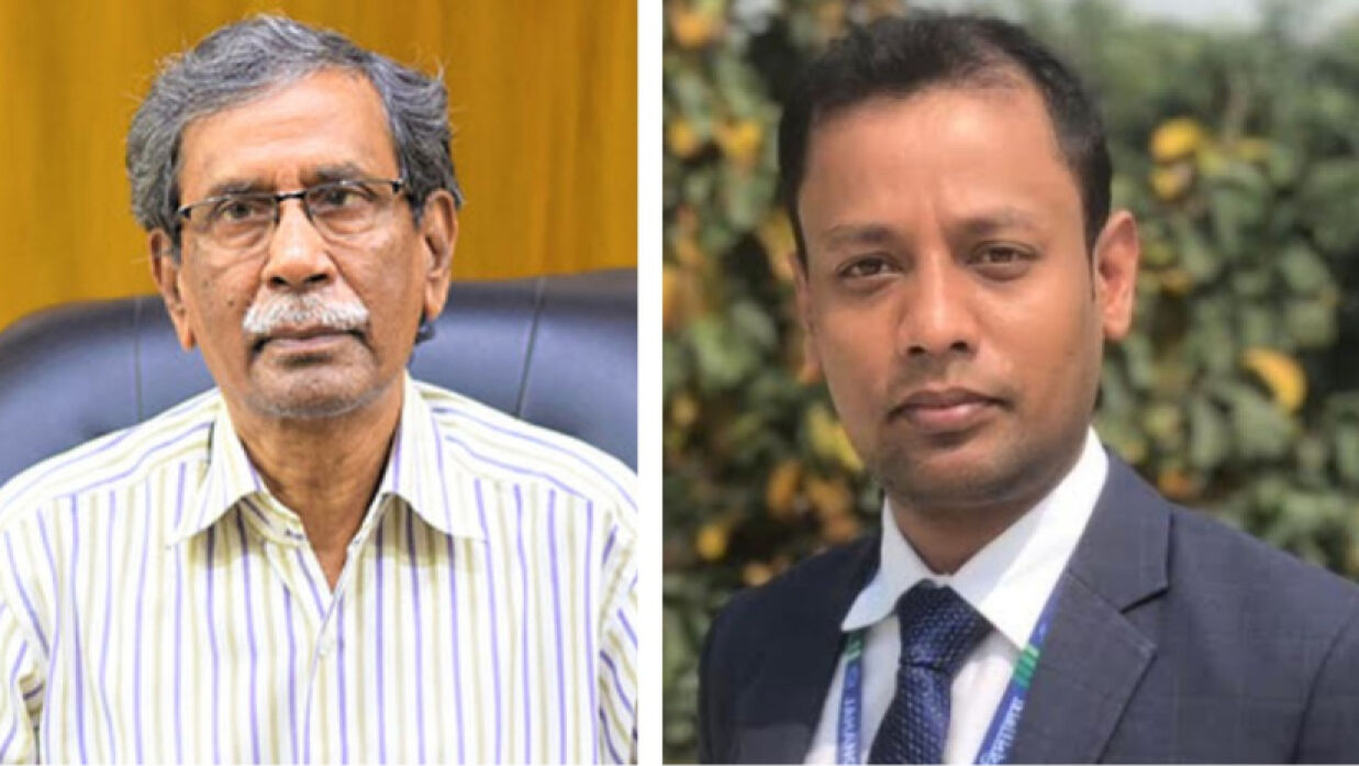 উপাচার্য অধ্যাপক নূরুল আলম ও সহকারী অধ্যাপক মাহমুদুর রহমান জনি