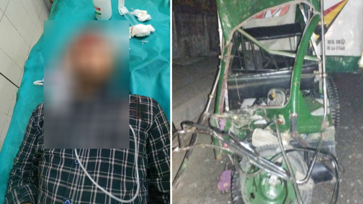 রাবি গেটের সামনে বাস-অটোরিকশা সংঘর্ষ, গুরুতর আহত রুয়েট ছাত্র