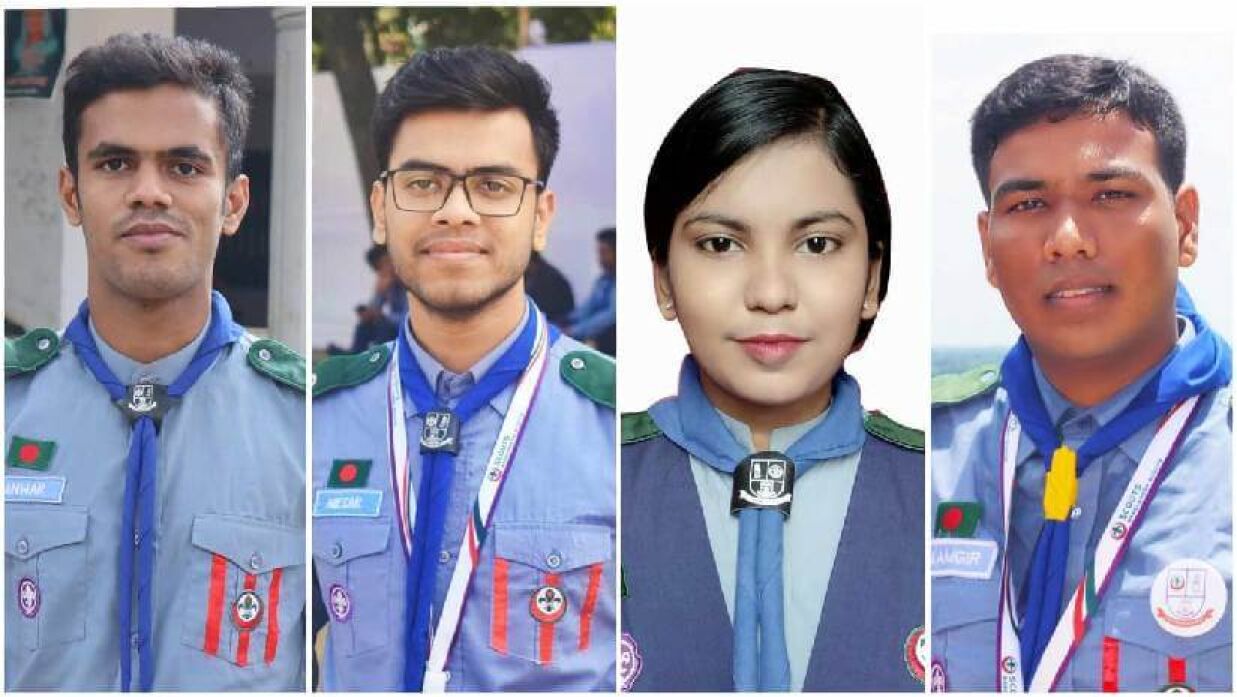 রোভার স্কাউটের সর্বোচ্চ পদক জয়ী জবির চার শিক্ষার্থী
