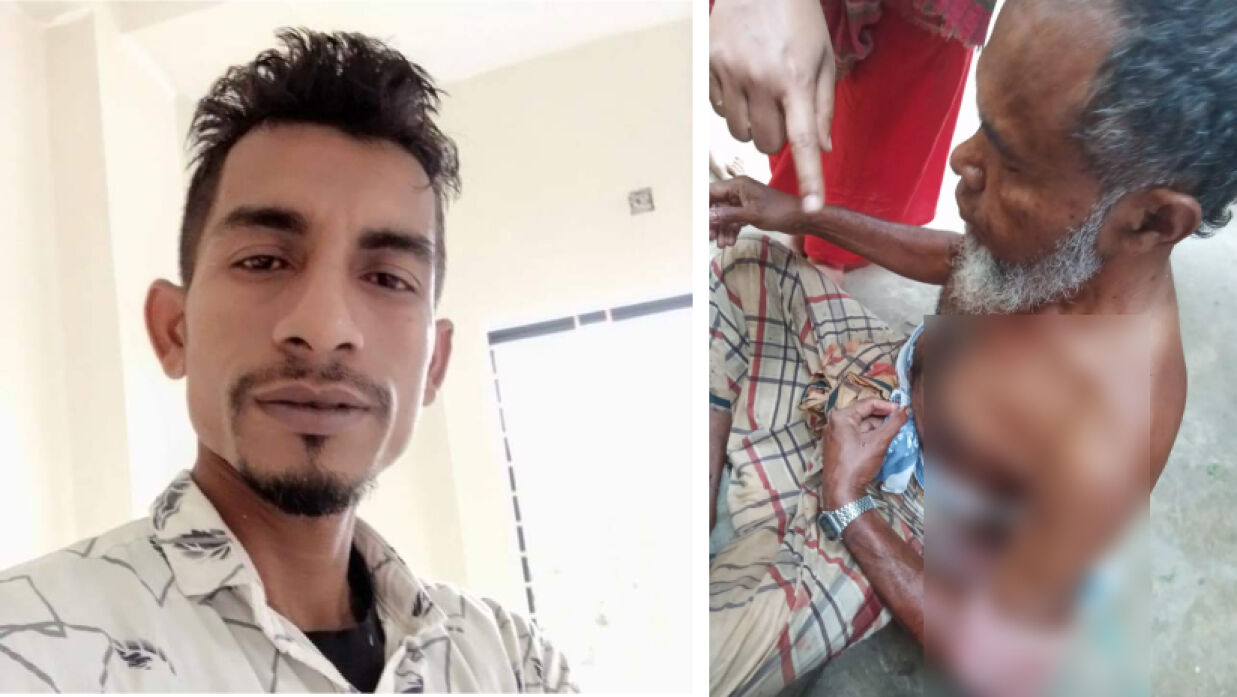 অভিযুক্ত মো. শহিদুল ইসলাম (বামে) ও ছুরিকাঘাতে আহত আব্দুর রহিম (ডানে)