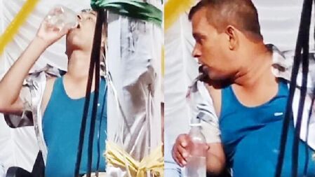 মঞ্চে বসে প্রকাশ্যে মদ পান করল প্রধান শিক্ষক