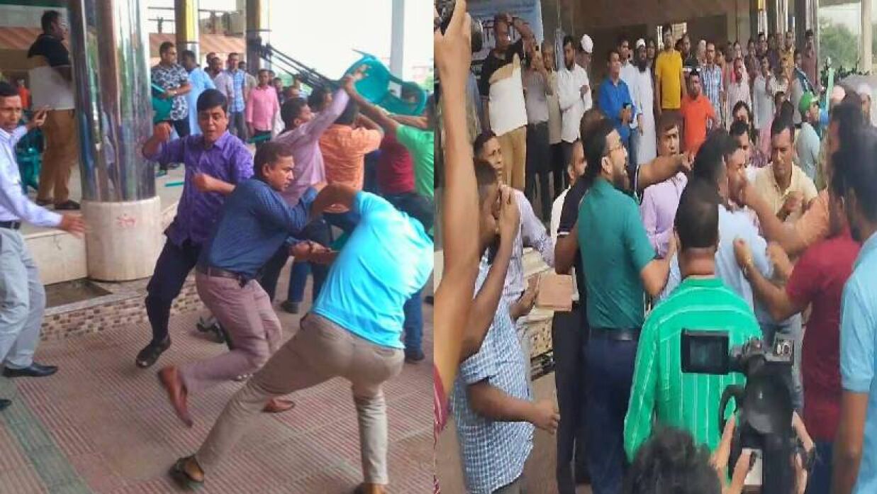 বরিশাল বিশ্ববিদ্যালয়ে পেনশন প্রত্যাহার আন্দোলনে মারামারি