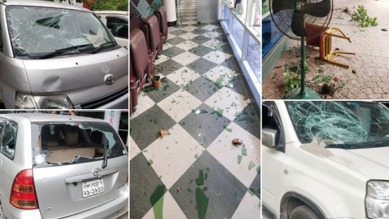 বসুন্ধরা গ্রুপের চার মিডিয়ায় হামলা, ভাঙচুর