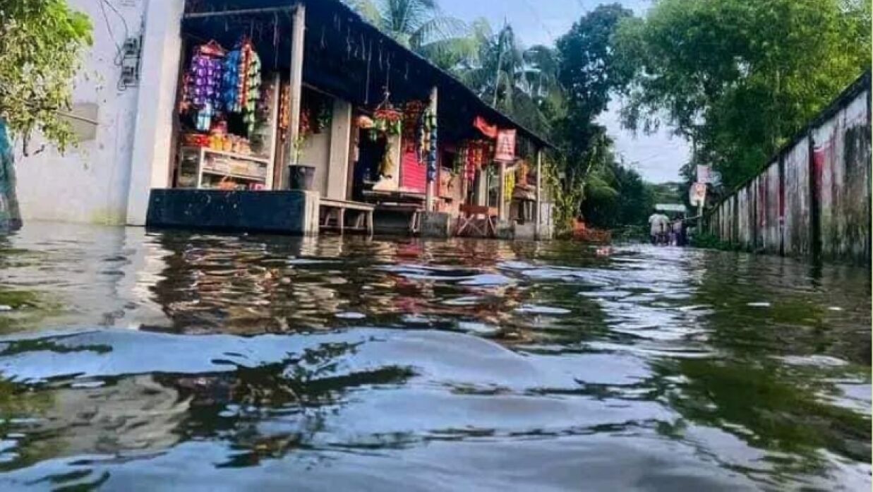 পানির নিচে তলিয়ে আছে চলাচলের সড়কও। ডুবে আছে বসত বাড়িও।