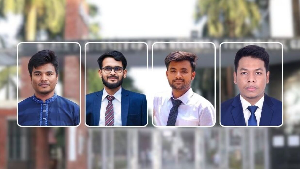 কম্পিউটার সায়েন্স অ্যান্ড ইঞ্জিনিয়ারিং বিভাগের শিক্ষার্থী হাবিবুর রহমান, মেকানিক্যাল ইঞ্জিনিয়ারিং বিভাগের শিক্ষার্থী মোহাম্মাদ আমানুল্লাহ, কম্পিউটার সায়েন্স অ্যান্ড ইঞ্জিনিয়ারিং বিভাগের শিক্ষার্থী রাশেদুল ইসলাম ও সিভিল ইঞ্জিনিয়ারিং বিভাগের শিক্ষার্থী মাহতাব হোসেন