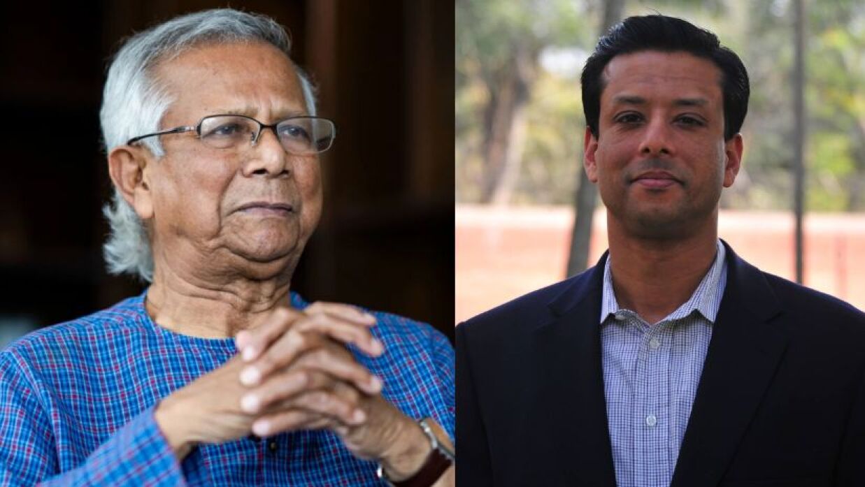 প্রধান উপদেষ্টা অধ্যাপক ড. মুহাম্মদ ইউনূস ও সজীব ওয়াজেদ জয়