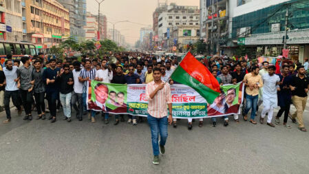 শেখ হাসিনার বিচারের দাবিতে মিরপুরে ছাত্রদলের মিছিল